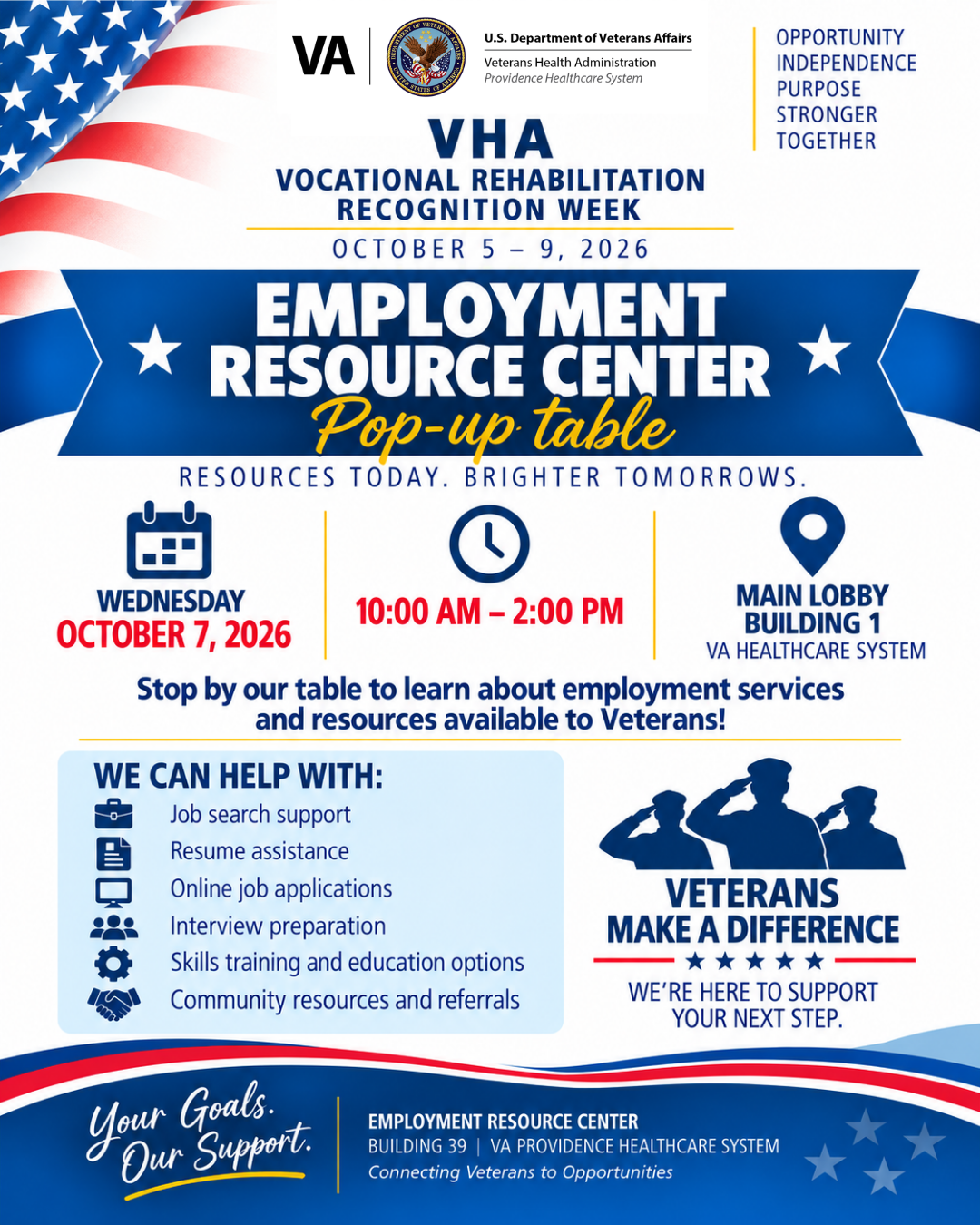 Find your next career during VA Providence's Pop Up Employment event in on our main lobby this Wednesday!