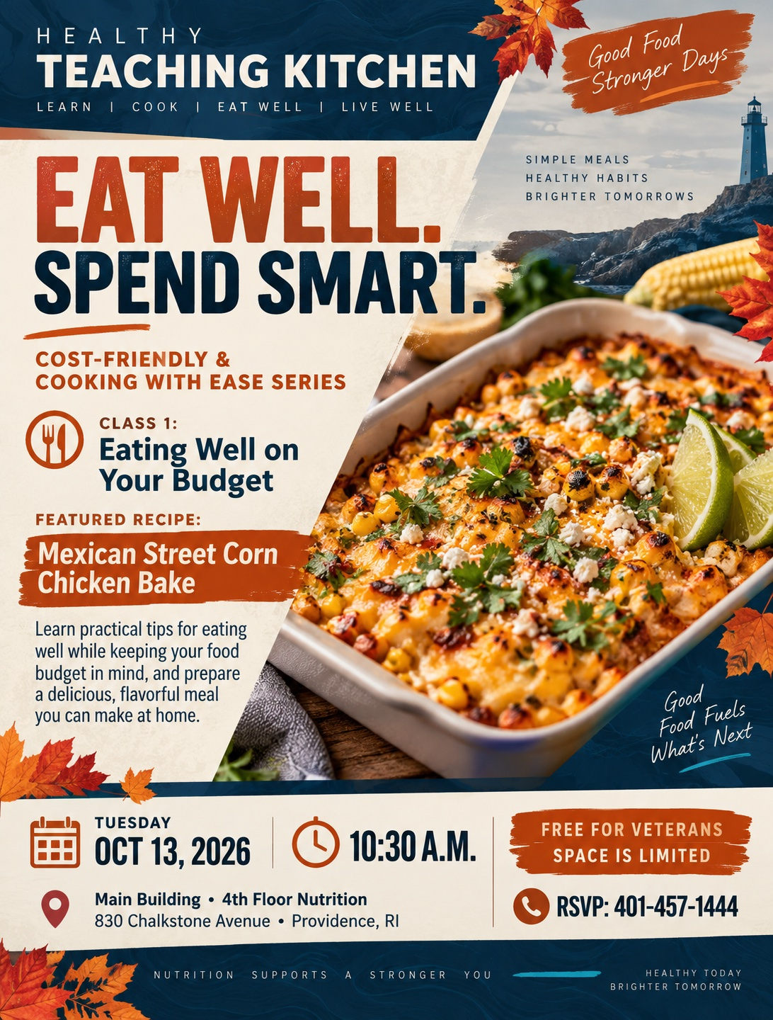 Take part in VA Providence's Healthy Teaching Kitchen and learn how to make a Mexican Street Corn Chicken Bake.