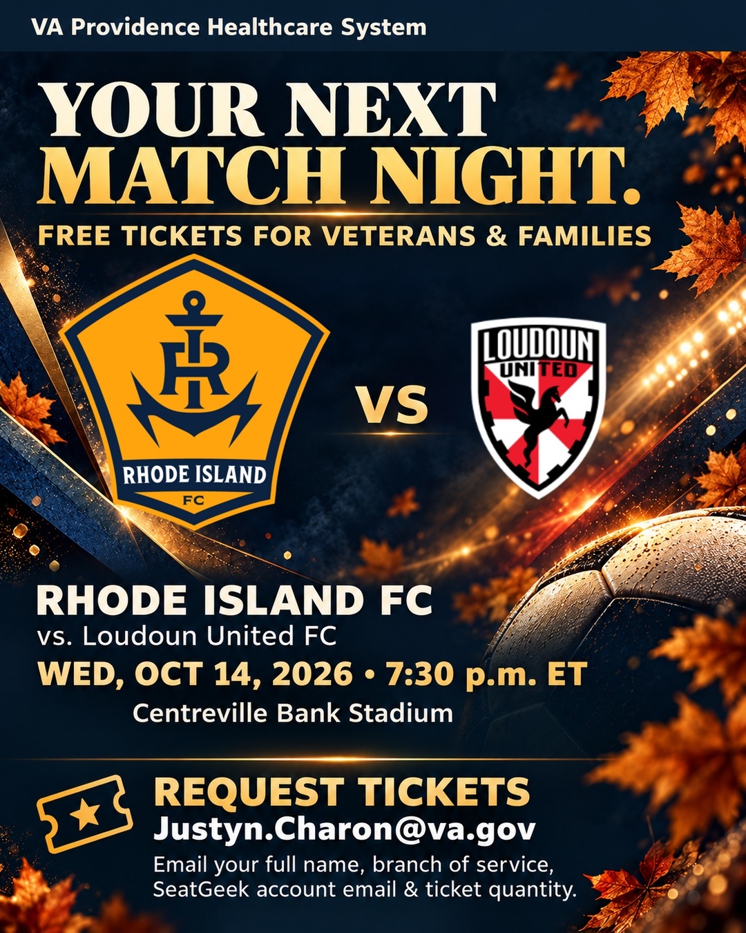 Join VA Providence at Centreville Bank Stadium as we cheer on RIFC during their push to the playoffs!