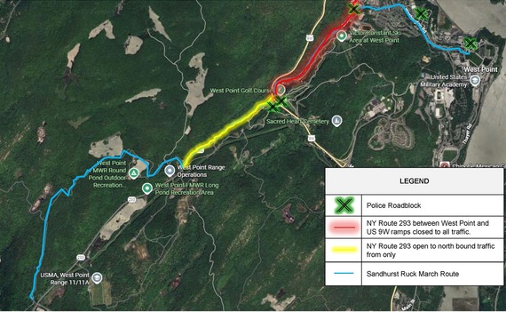 Ruck March Road Closure Map