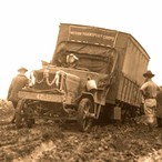 Truck stuck in the mud during Ike's Big Road Trip