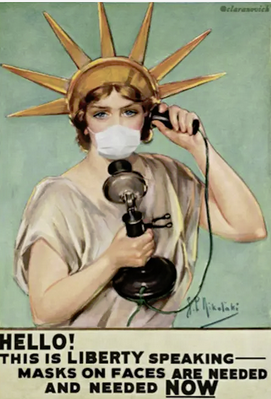 Miss Liberty with mask