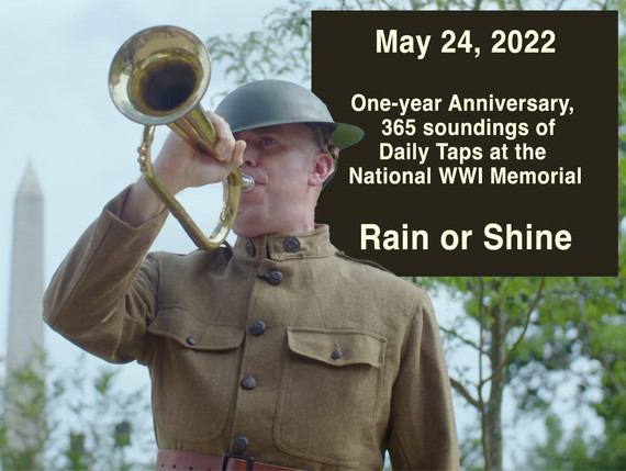 One-year anniversary of Daily Taps @ the WWI Memorial showing bugler