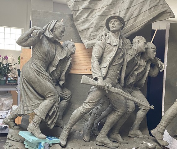 The "Return Home" section of the  sculpture clay for the National World War I Memorial in Washington, DC 