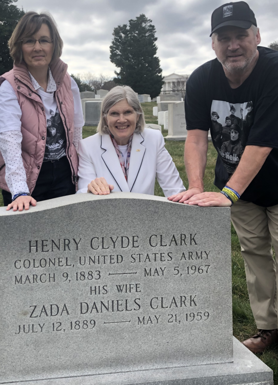 Zada Clark headstone with Bourgin, Jantzen, Theres