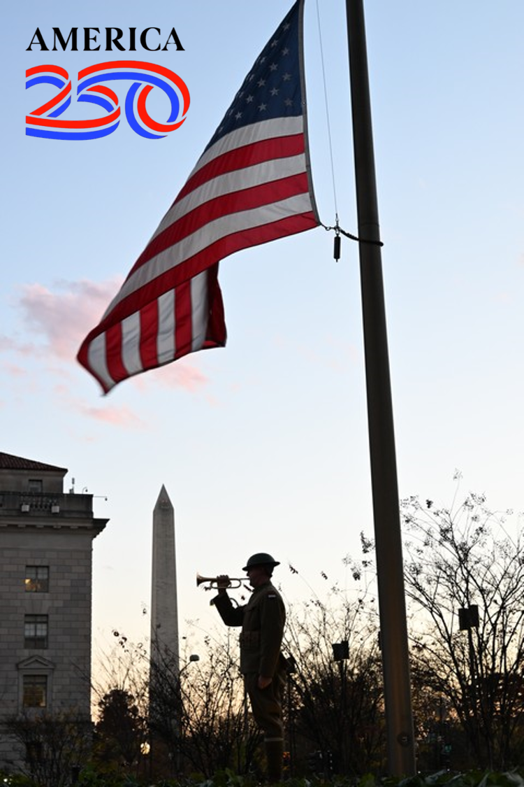 Daily Taps Bugler with America 250 logo