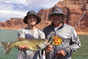 Jaxon showed his grandpa Sam how to catch a big smallmouth bass.