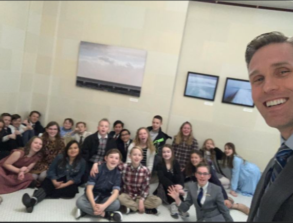 Rep. Cutler with Canyon Creek Elementary students