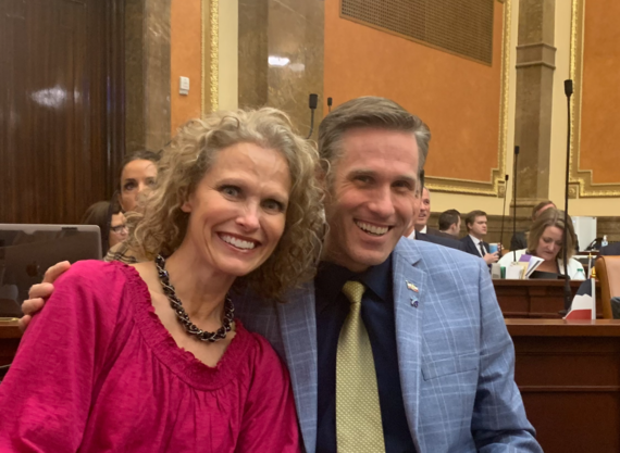 Rep. Cutler on the house floor with his wife, Sherry