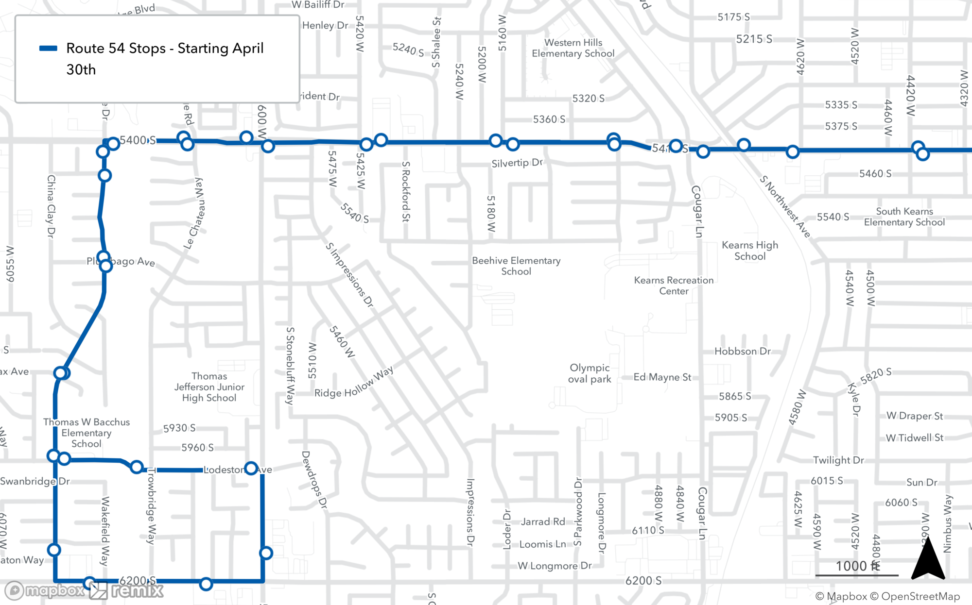 Route 54 Changes - Copper City Dr to 4420 W