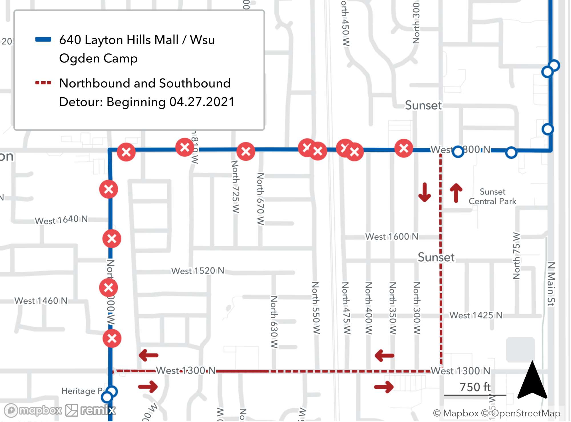 Route 640 Detour Map