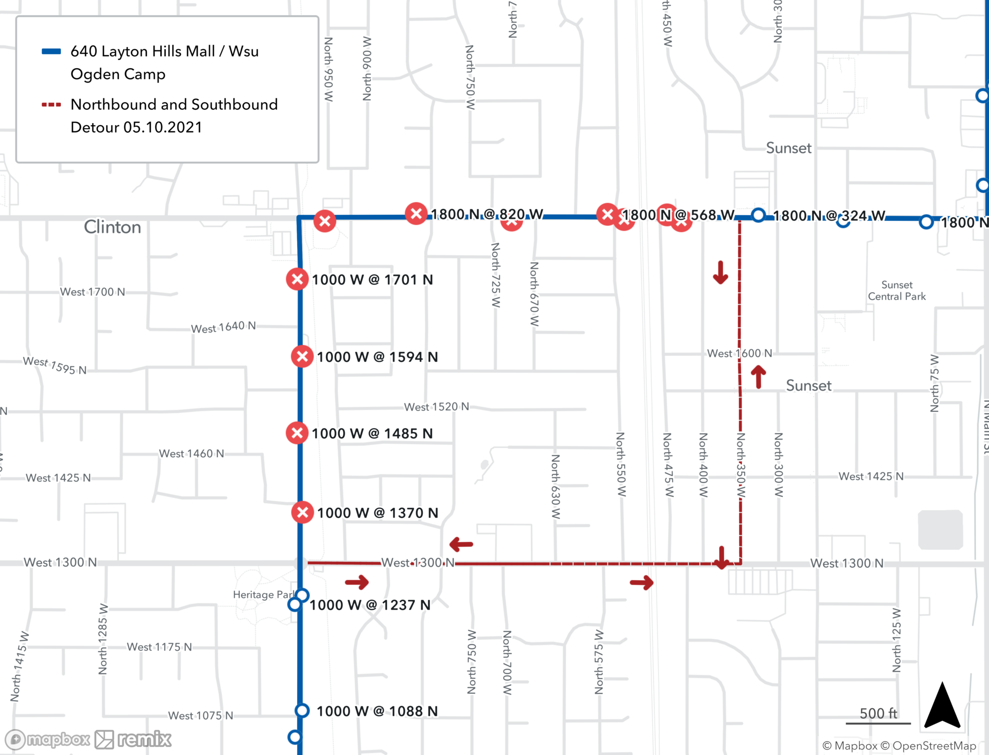 Route 640 Detour Map May 10, 2021