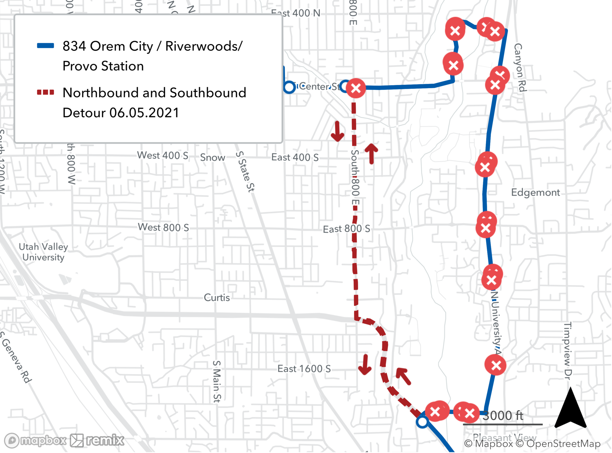 834 - Riverwoods – Provo Central Station on Detour June 5