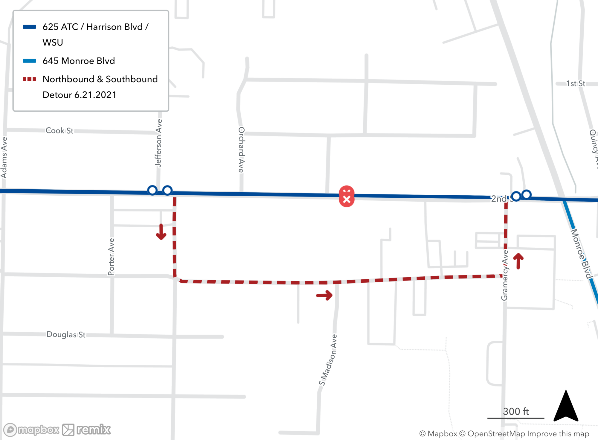 Route 625 & 645 on Detour