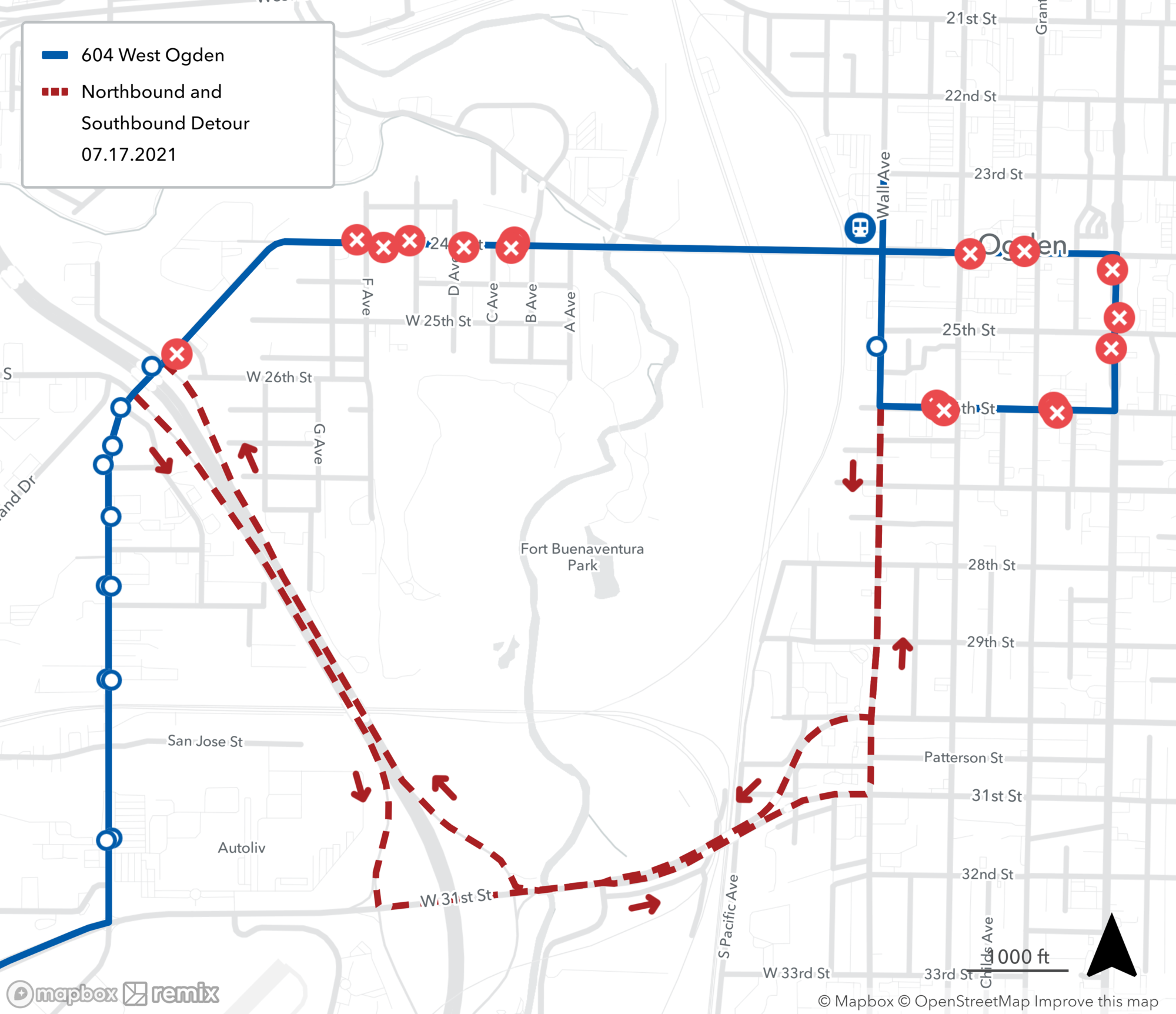 Route 604 Detour Map
