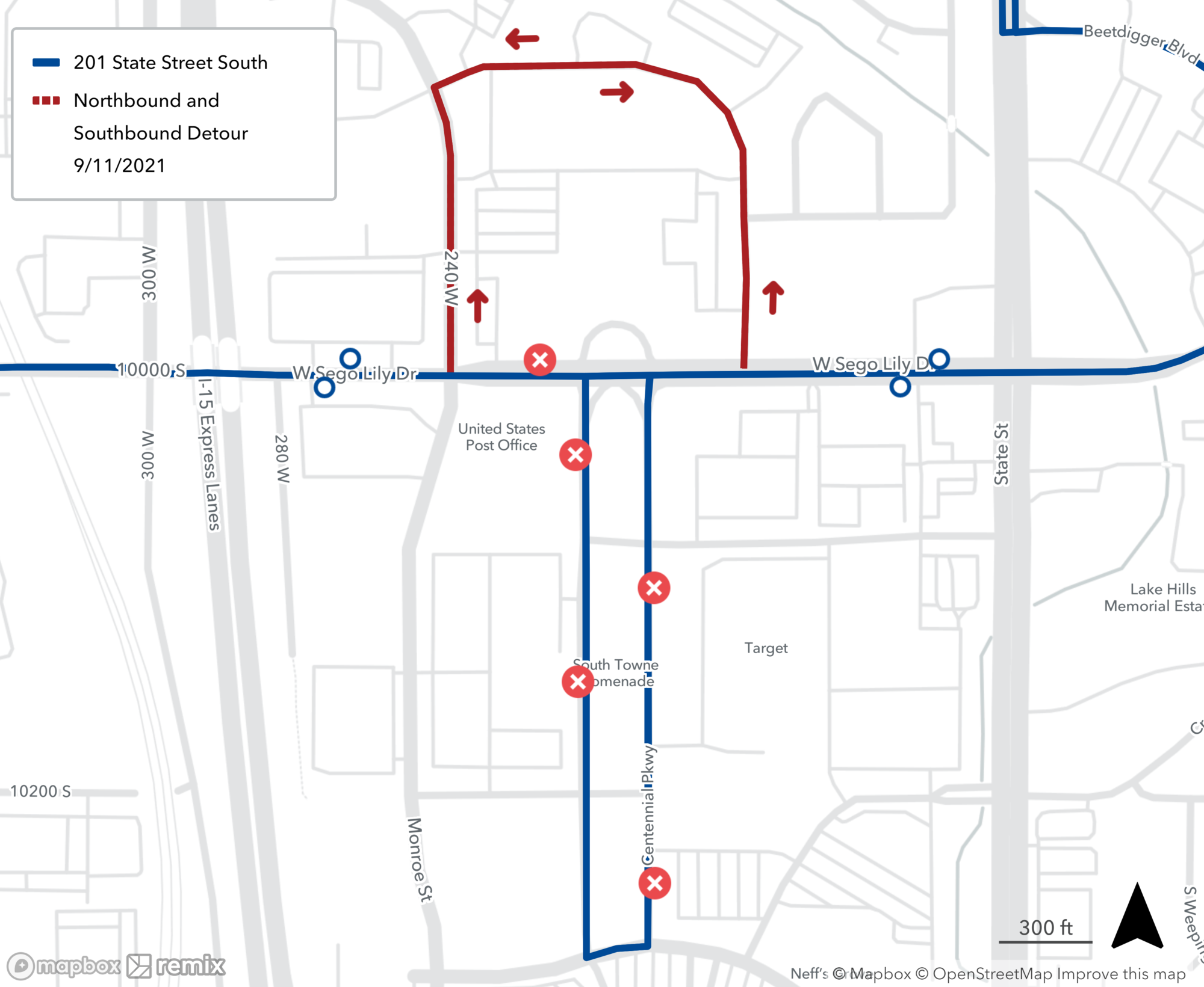Detour Map Route 201 September 11 2021