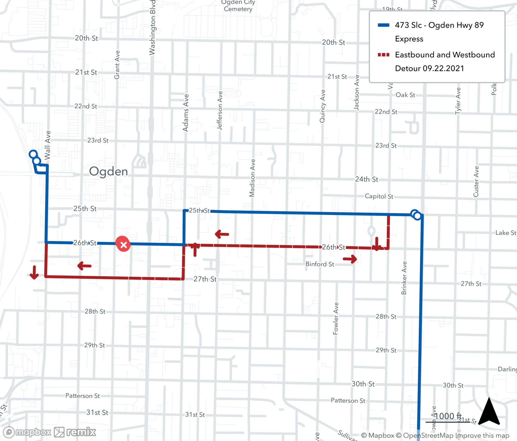 Route 473 Detour Map