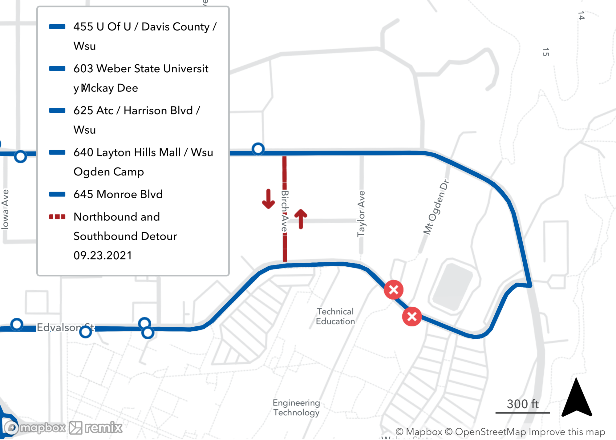 Weber State Detour Map