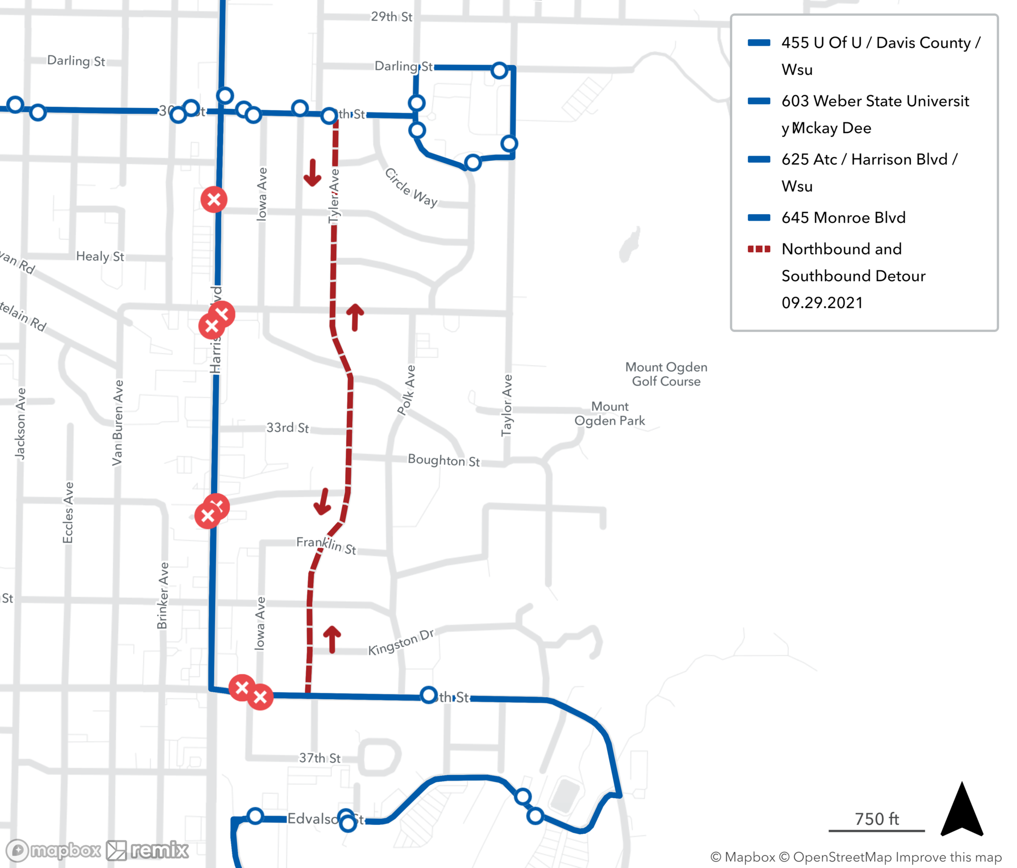 Weber State Detour Map