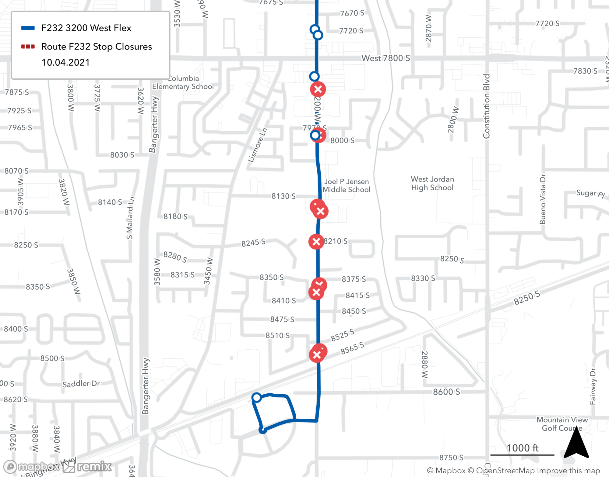 Route F232 Detour Map