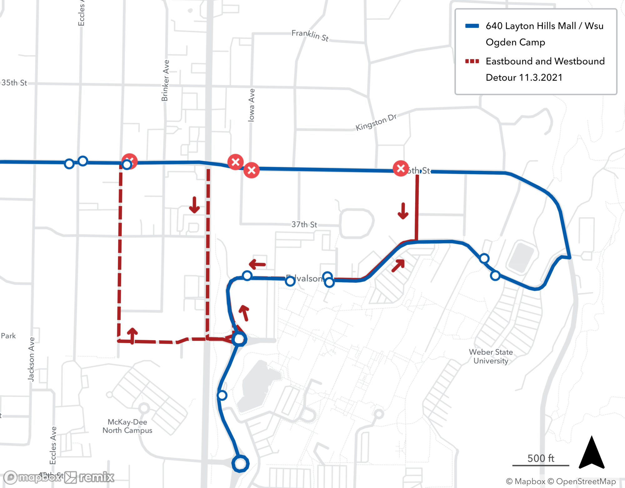 Route 640 Detour Map