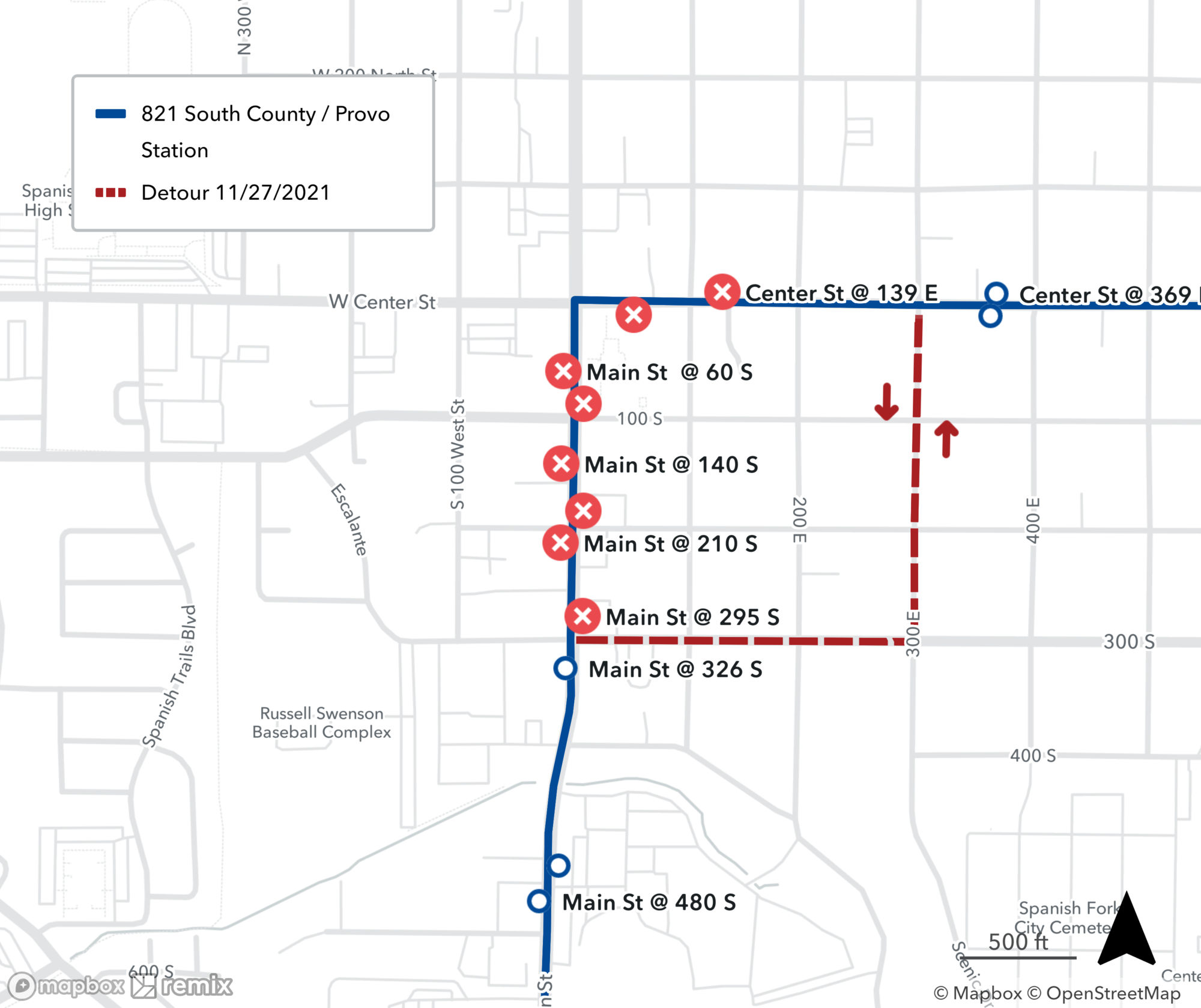 Route 821 Detour Map