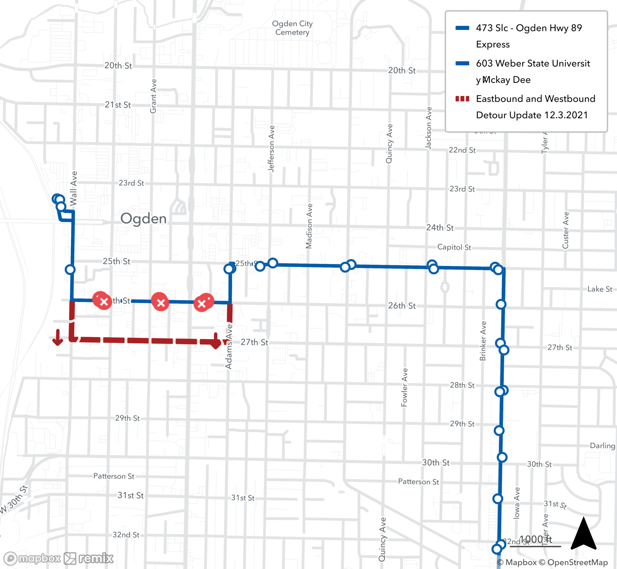 Route 473 and 603 Detour Map