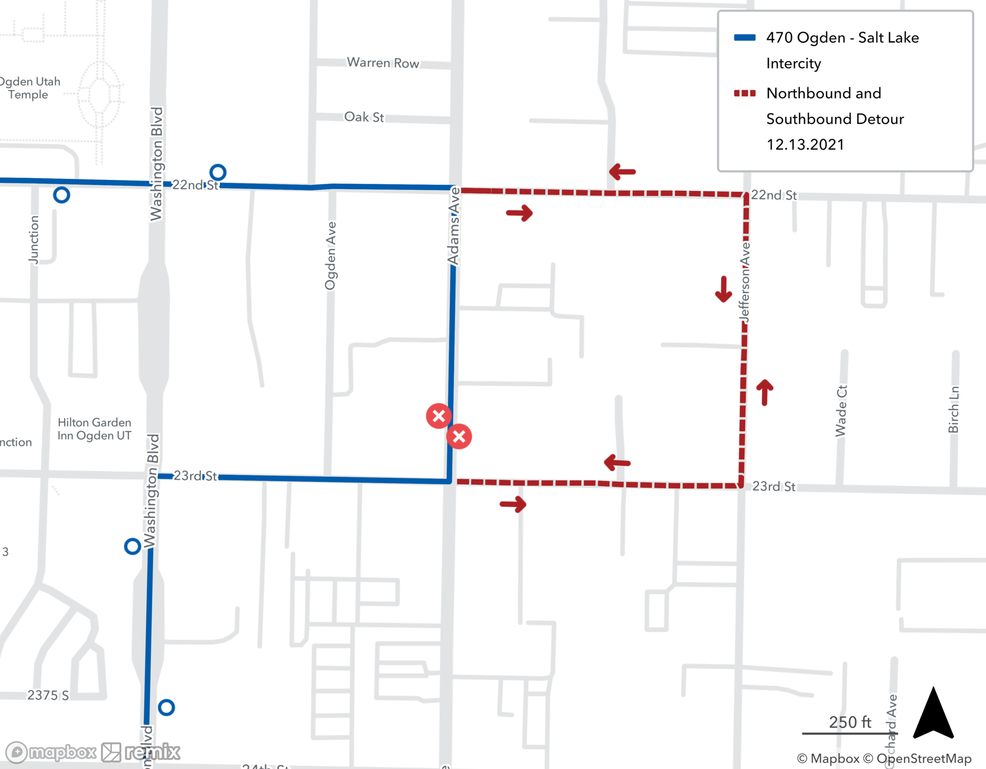 Route 470 Detour Map