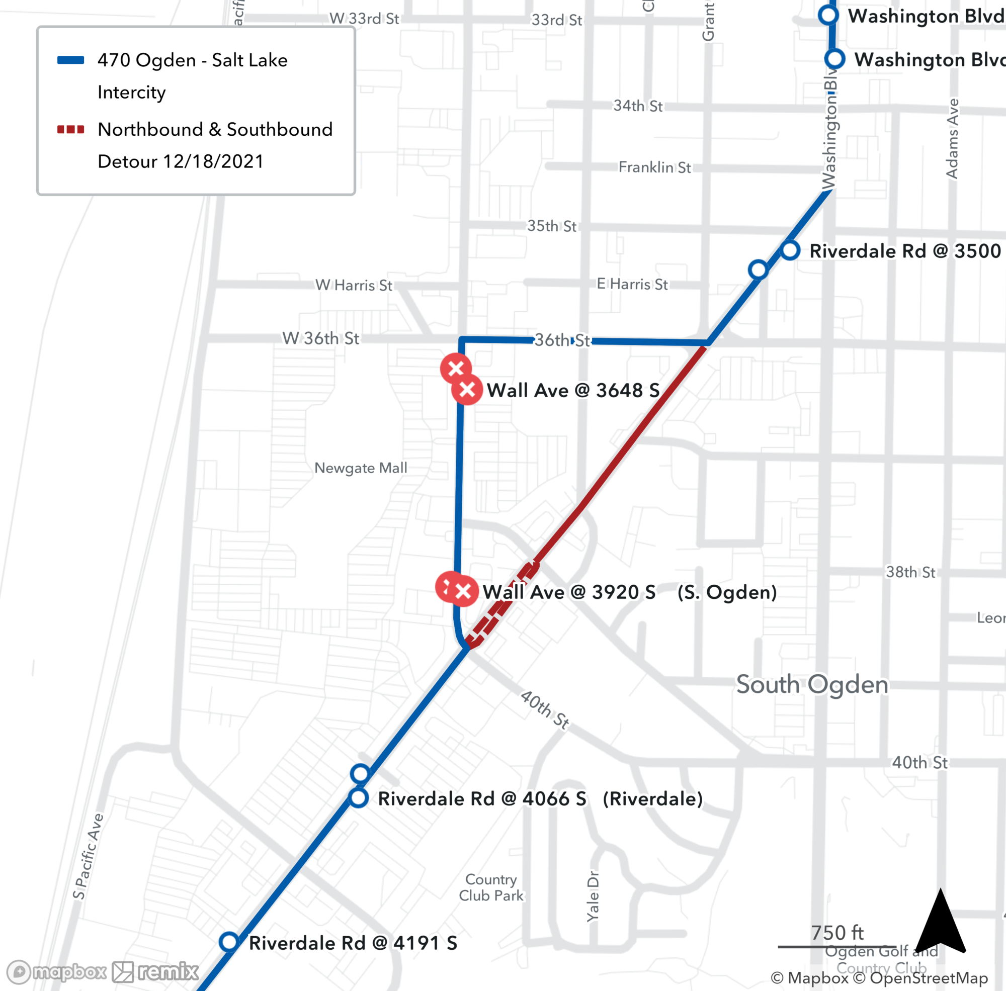 Route 470 Detour Map