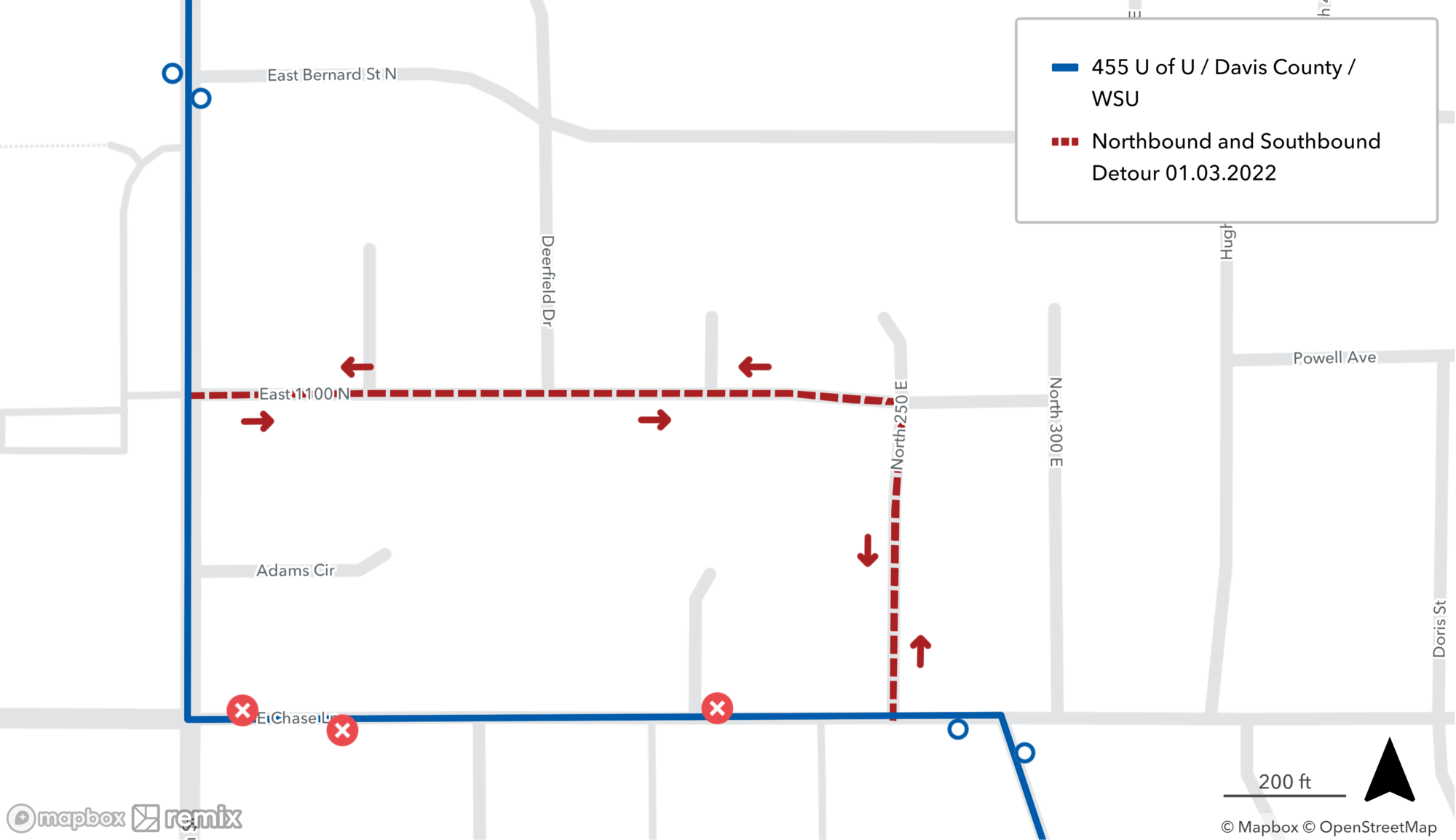 Route 455 Detour Map