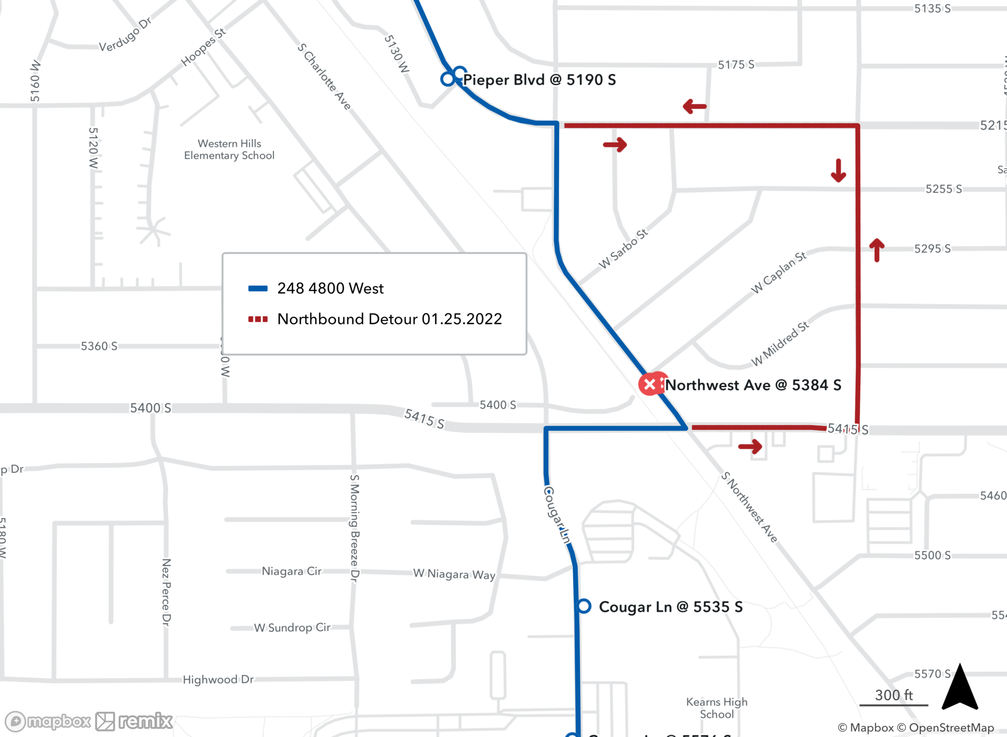 Route 248 Detour Map 01.25.2022