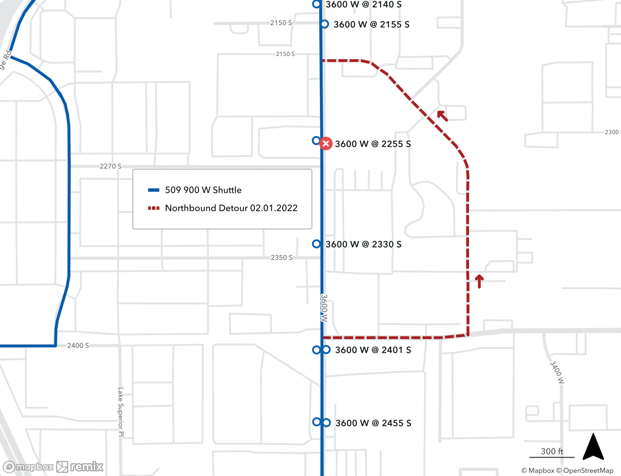 509 - 900 W Shuttle Detour