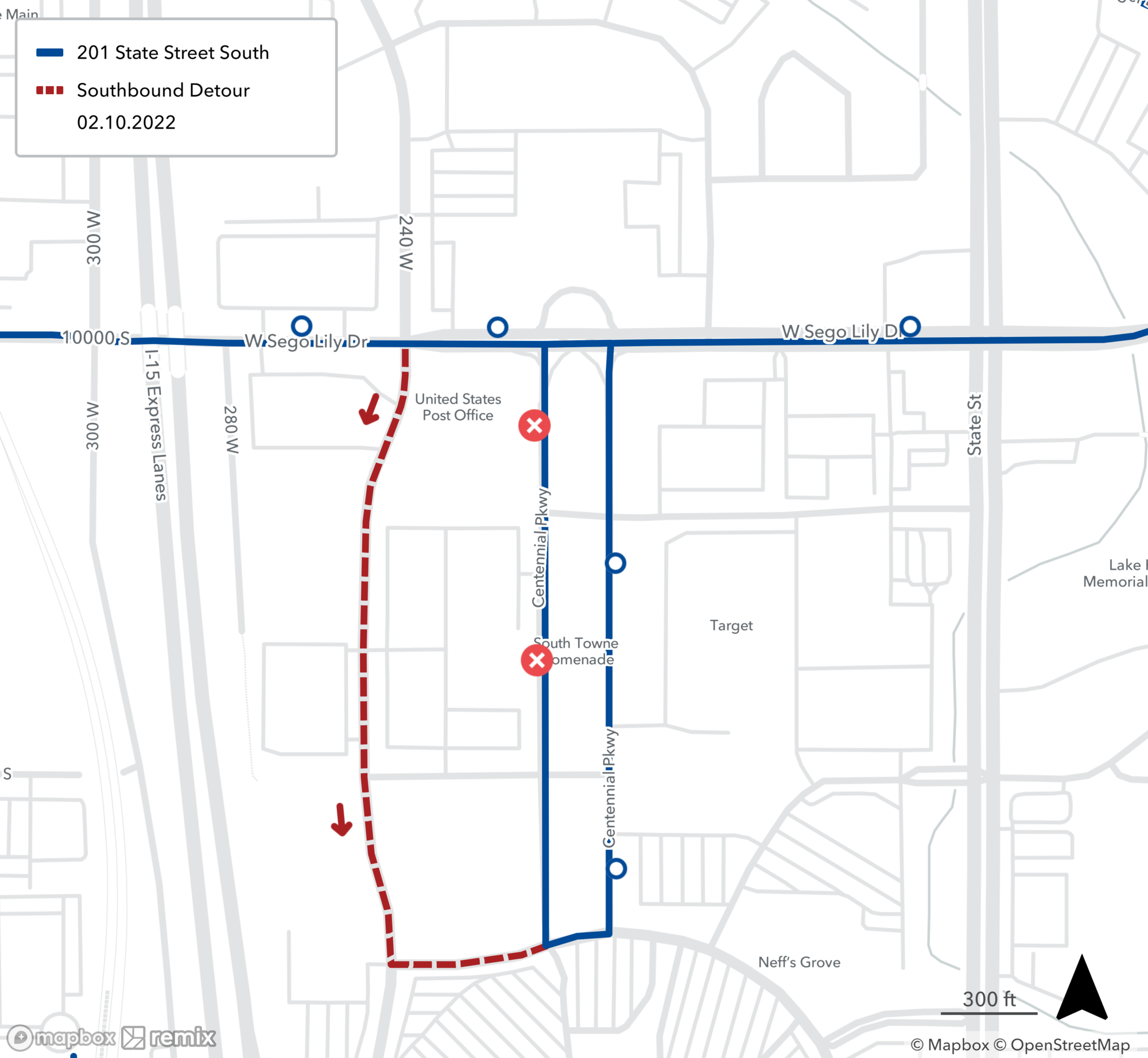 201 - State Street (Murray Central – Sandy Civic Center) on Detour