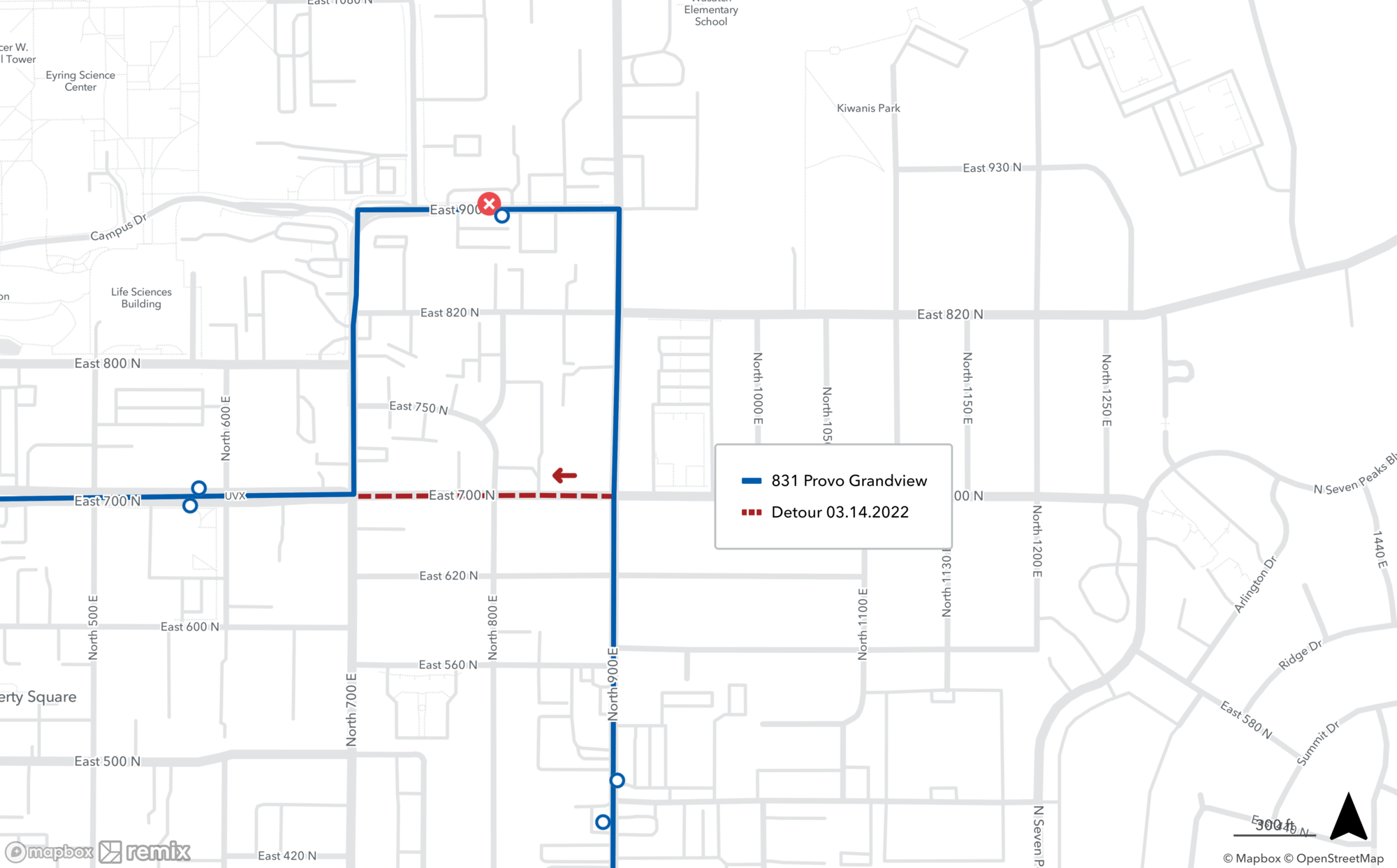 Detour for Route 831