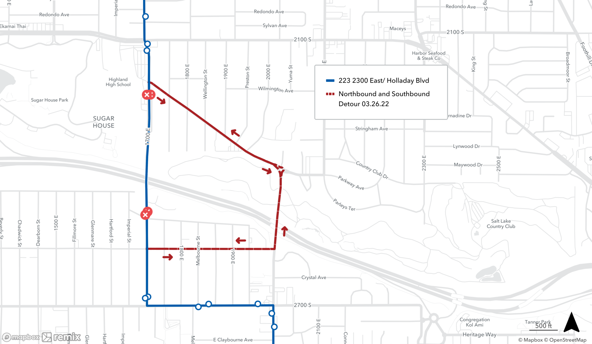 Northbound and Southbound Detour Route 223