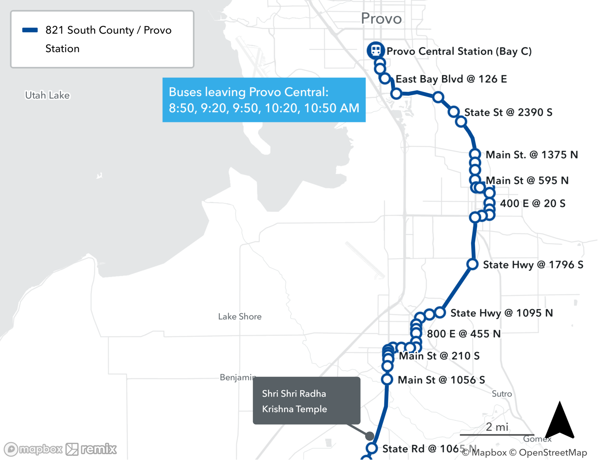 Route 821 Extra Service Map