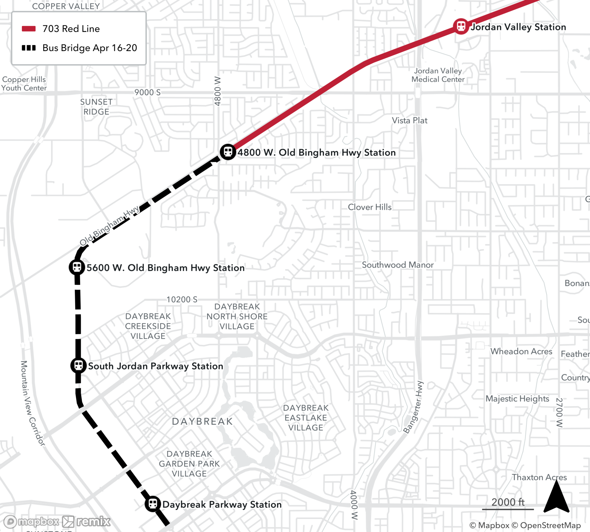 Red Line Bus Bridge Map