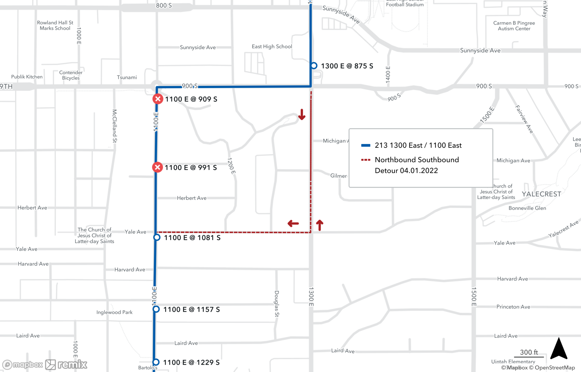 Route 213 Detour Map 04.01.2022