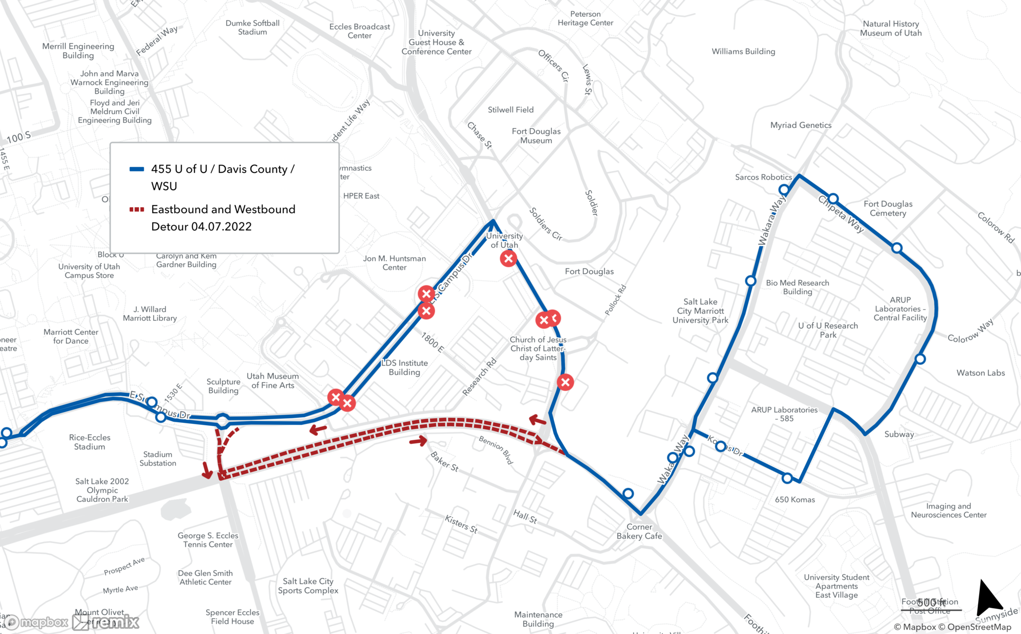 Eastbound and Westbound Detour Route 455
