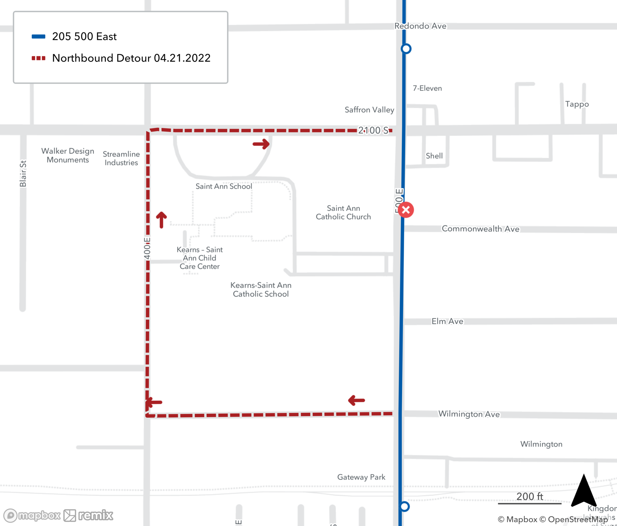 Route 205 Detour Map