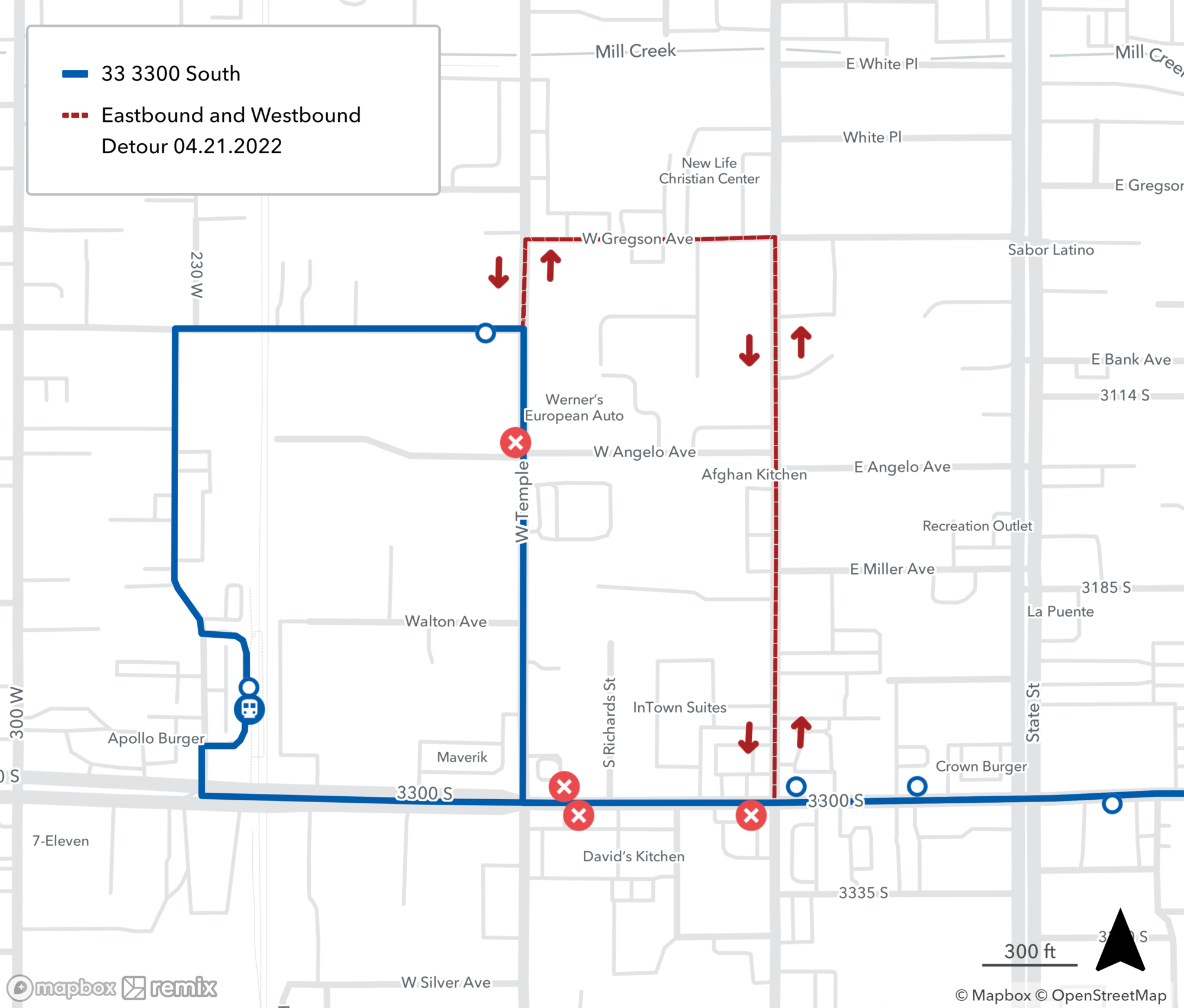 Route 33 Detour Map