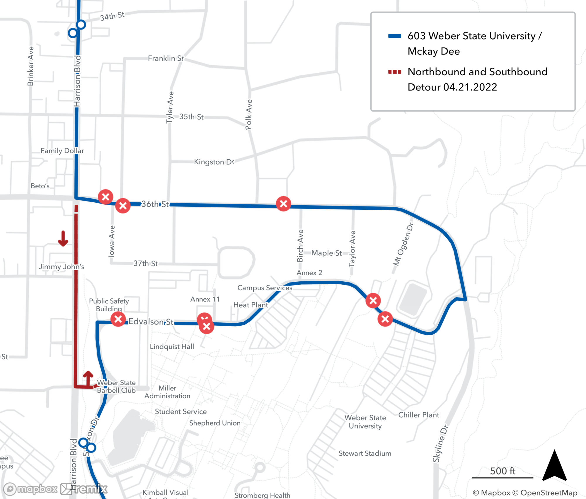Route 603 Detour Map