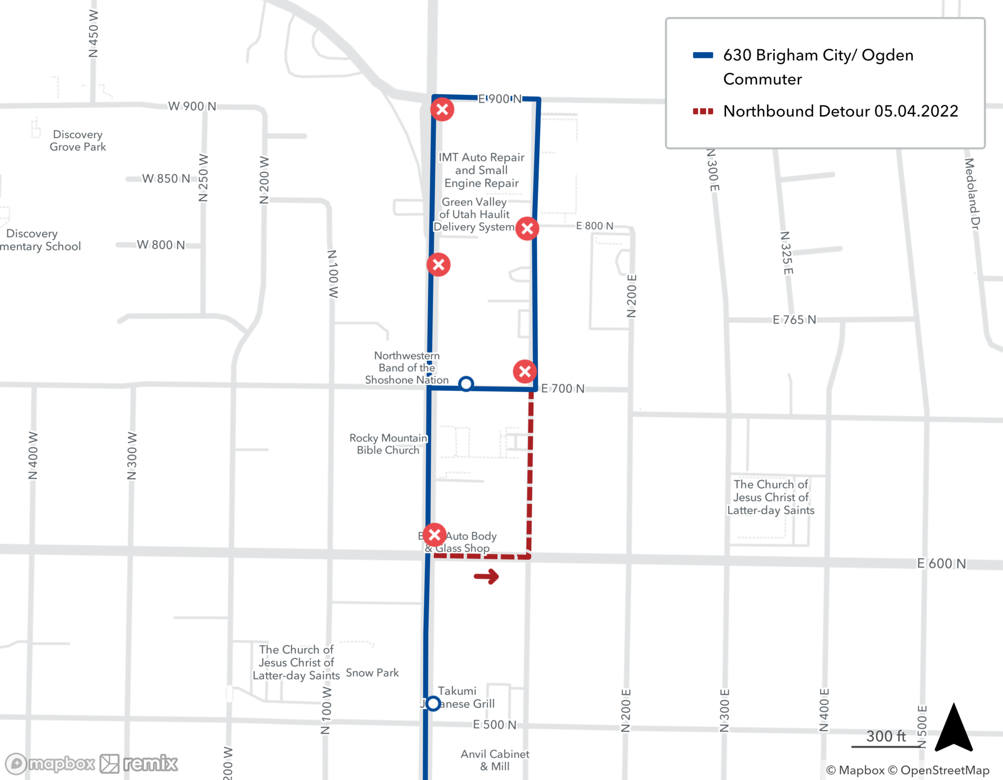 Route 630 Detour Map