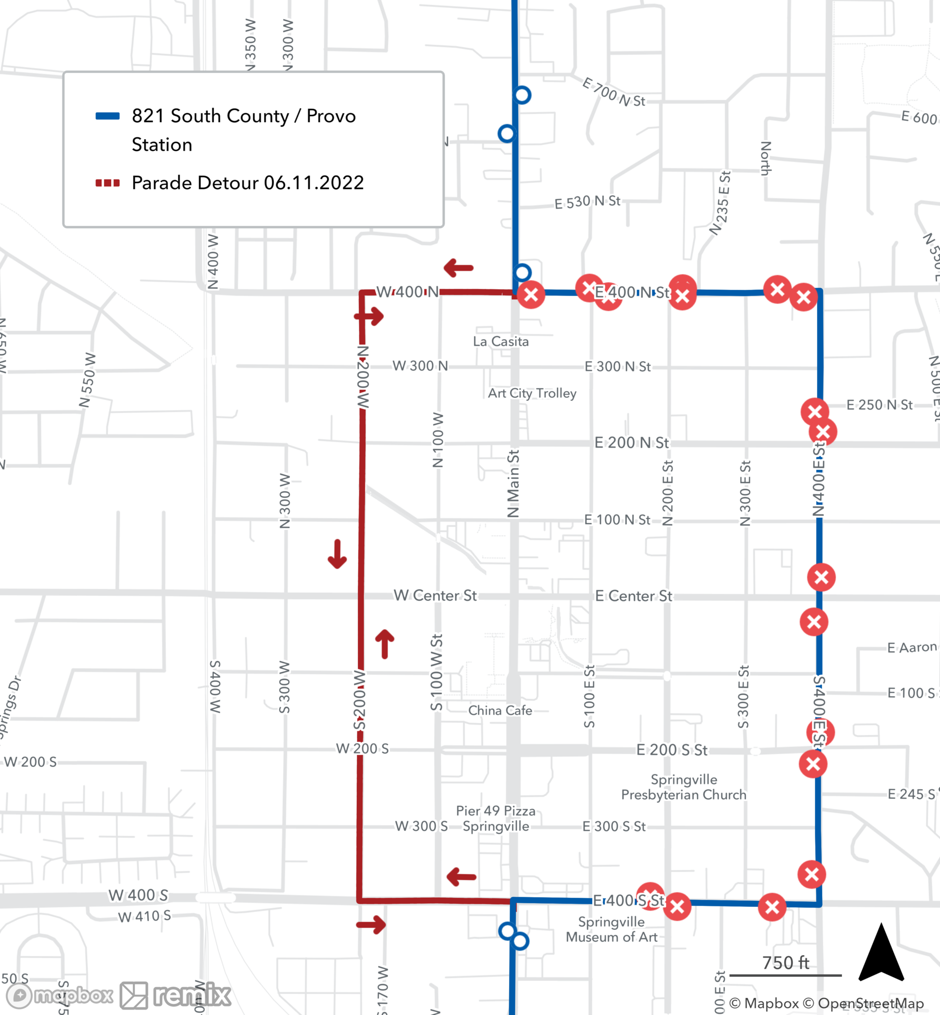 821 - South Utah County – Provo Central Station On Detour Saturday, June 11