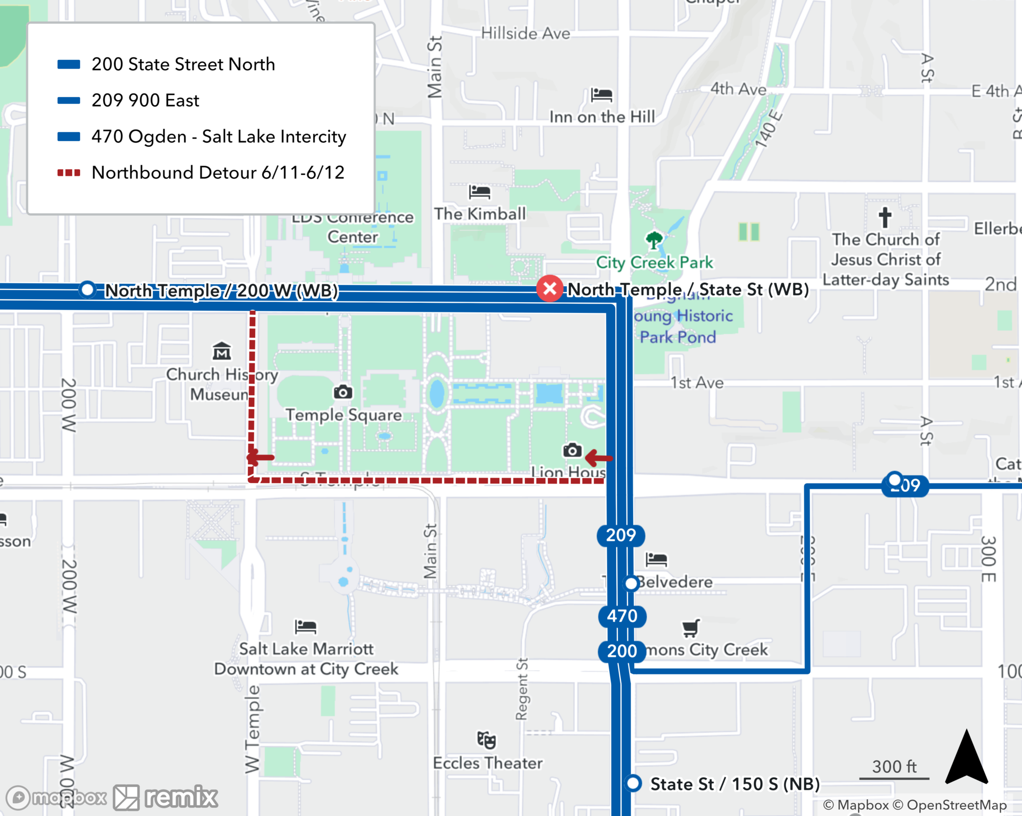 Route 200, 209, 470 Detour Map