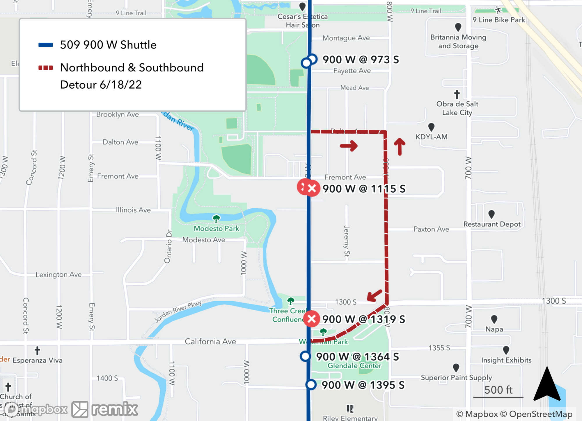 Route 509 Detour Map