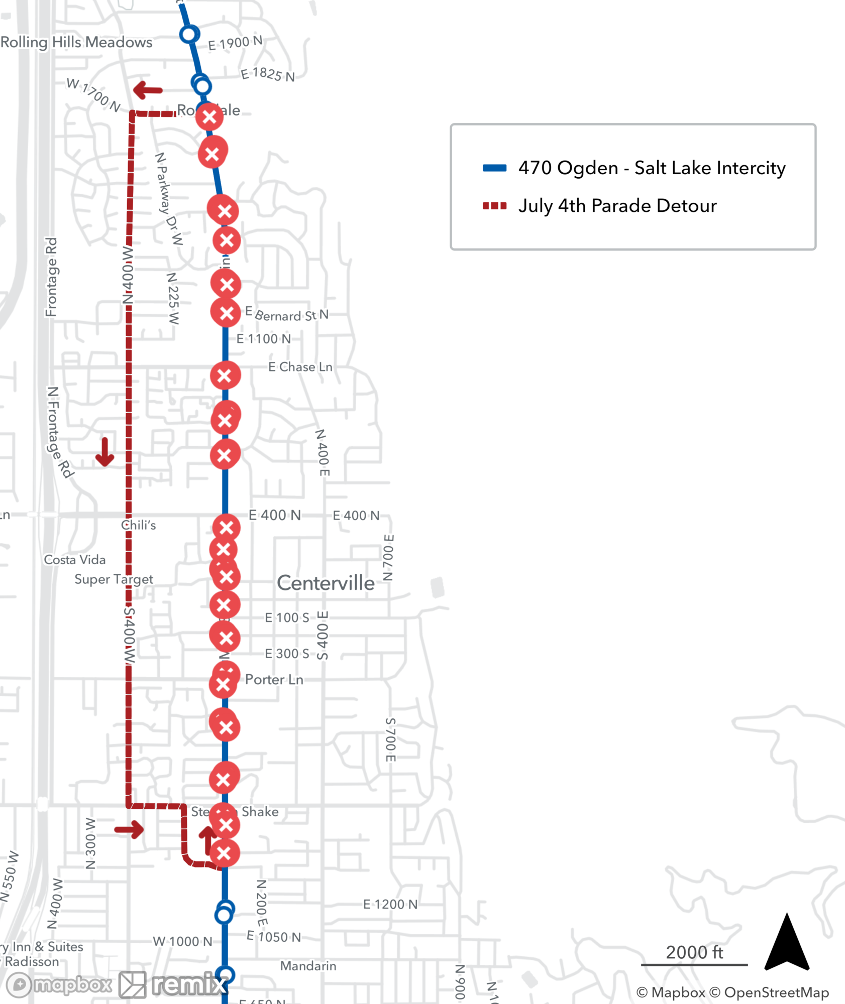Route 470 July 4 Detour Map