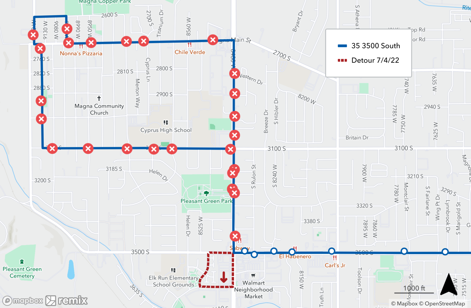 35 3500 South Magna Parade Detour July 4th