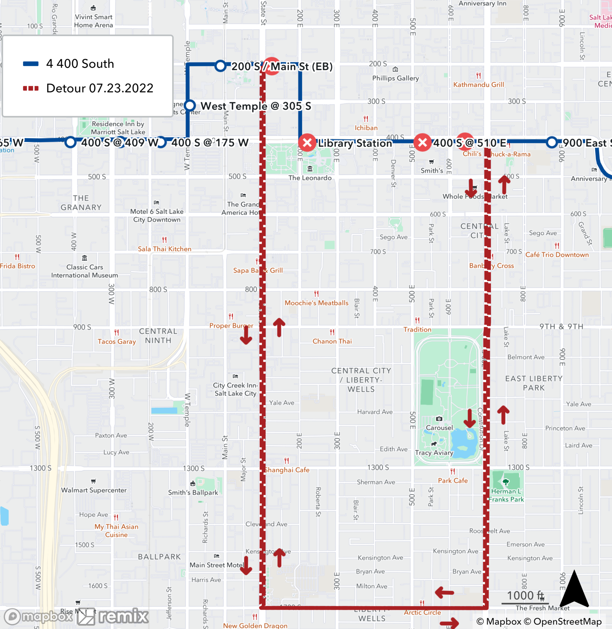 Image of the Route 4 parade detour