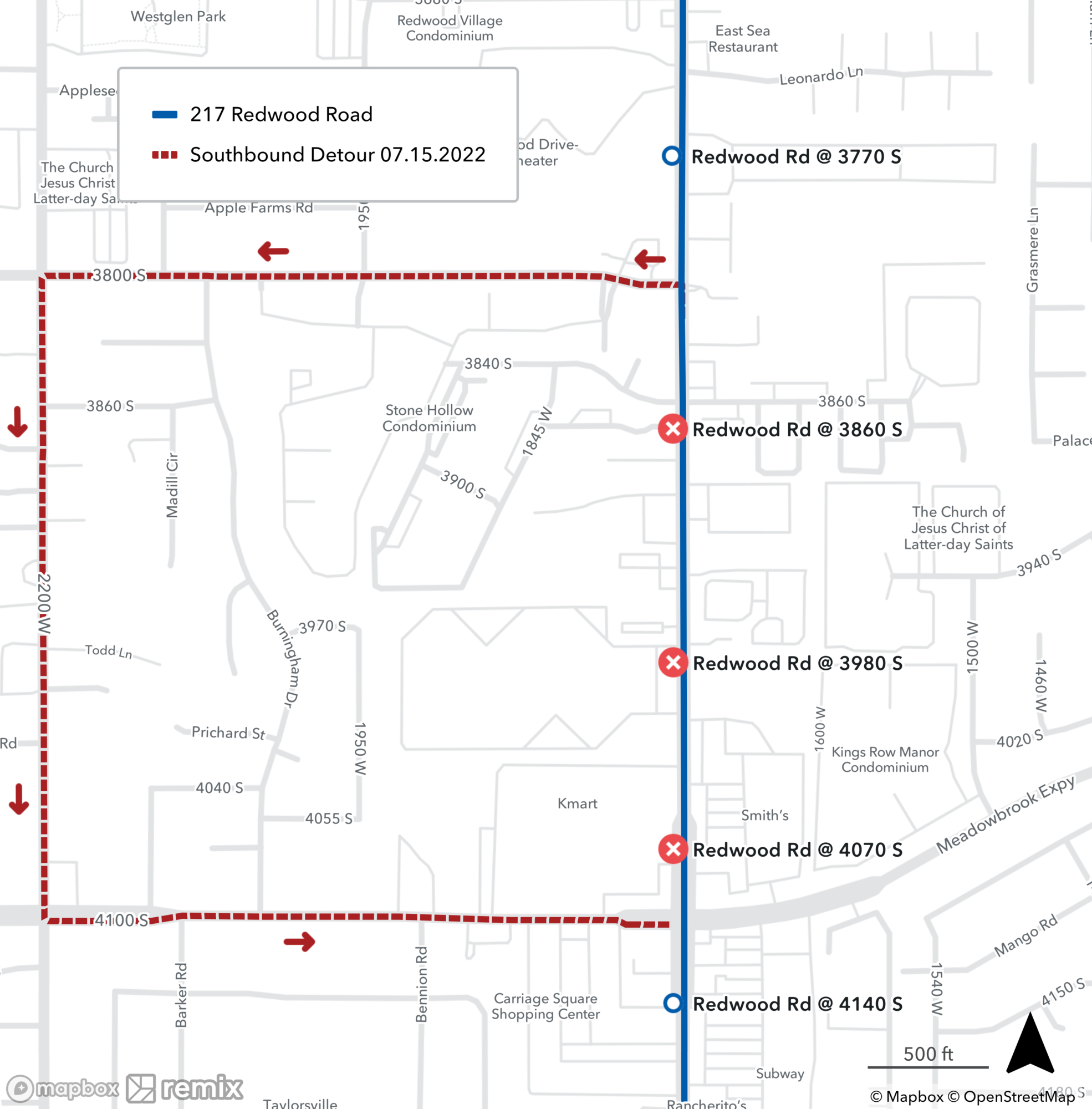 Image of the Route 217 detour